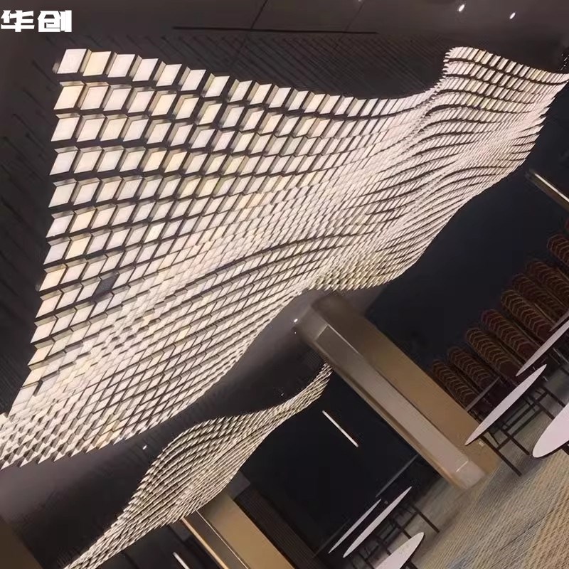 酒店大堂方块吊灯造型灯定制酒吧售楼部沙盘灯现代创意宴会厅灯具