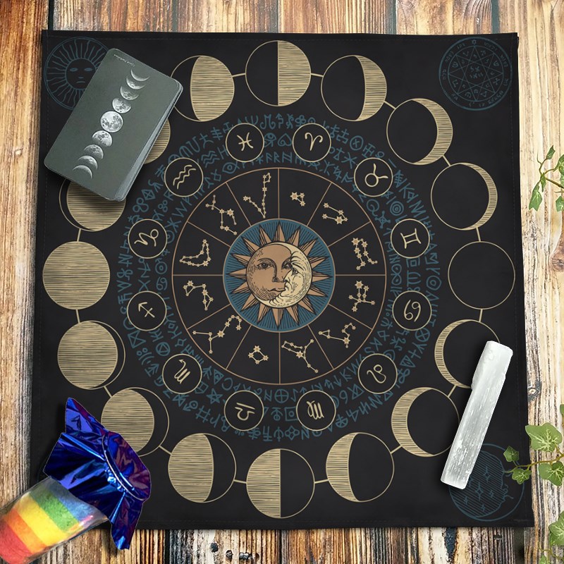 定制绒布月相星座塔luo牌桌布tarot塔牌布推牌布祭坛仪式布背景布