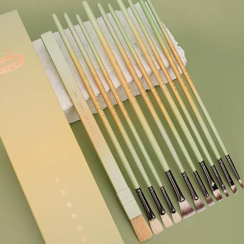 韩竹水粉笔装美术专用油画笔支丙烯扇形平头画笔排笔颜料刷子画画