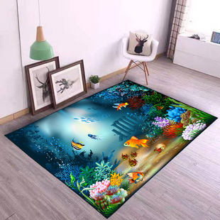 D印花平绒地垫花卉图案客厅茶几卧室床前地毯飘窗门厅定制裁剪