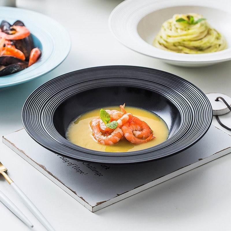 草帽盘意大利面沙C拉INS网红陶瓷