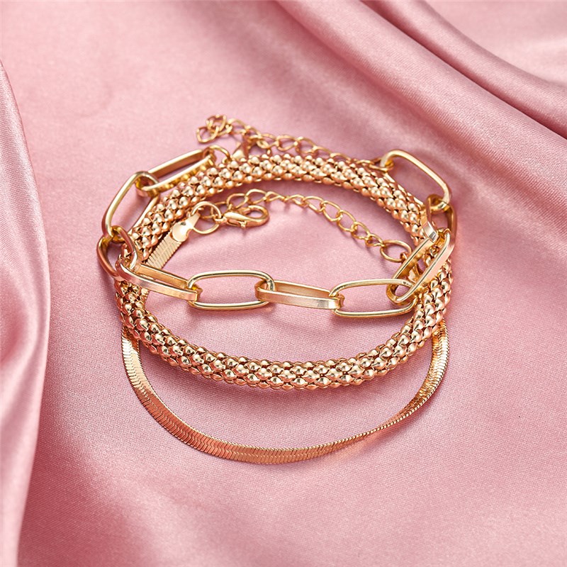 3PCS/Set Fashion Thick Chain Link Bracelets BanRgles For Wom