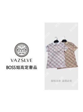 VAZSLVE/原创设计 时尚气质休闲夏季显瘦翻领短袖POLO衫【3535】