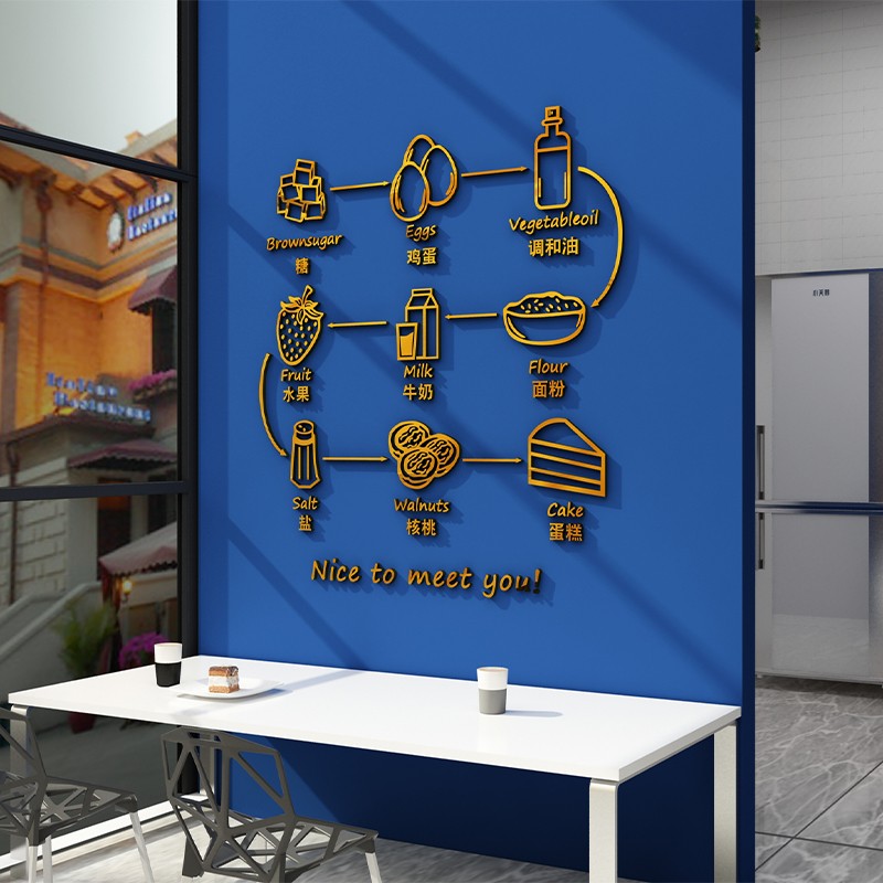 甜品蛋糕店墙面装饰品烘焙面包房背景贴纸玻璃门橱窗场景布置创意