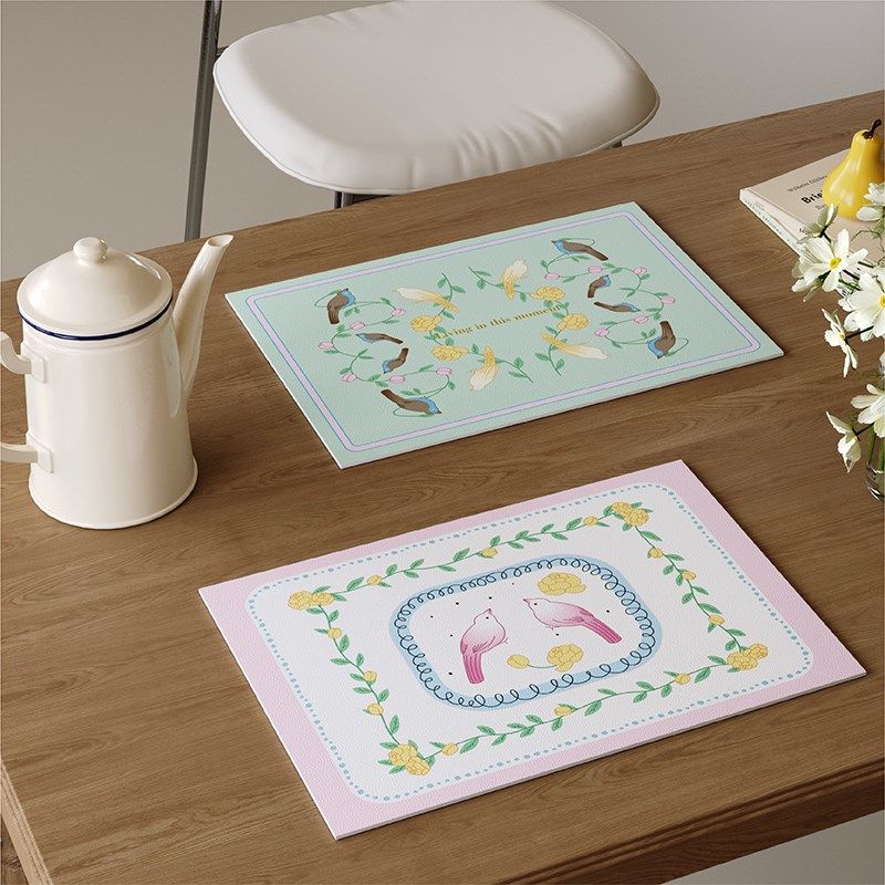 法式鸟复古高级感皮革餐垫防水防油免洗杯垫家用餐桌垫隔热垫子,居家布艺,餐垫,淘宝优惠券,粉丝福利购,淘宝优惠卷