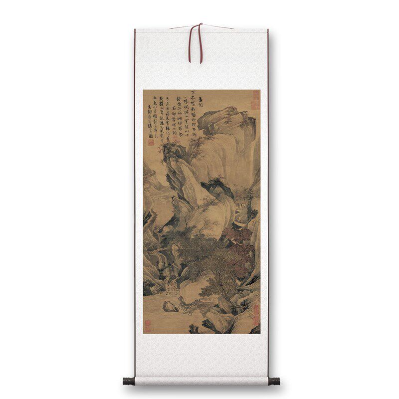 明唐寅唐伯虎骑驴归思图客厅书房茶室玄关饰画山水挂画