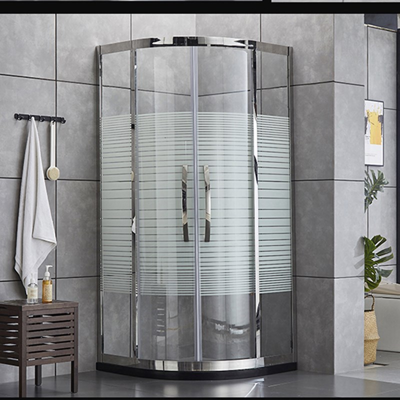 常州不锈钢圆弧扇形铝合金淋浴房三联动钢化移门一字型玻璃极窄