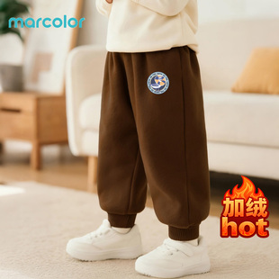 马卡乐男童加绒裤子秋冬款加厚加绒保暖男孩宝宝儿童棉裤冬季长裤
