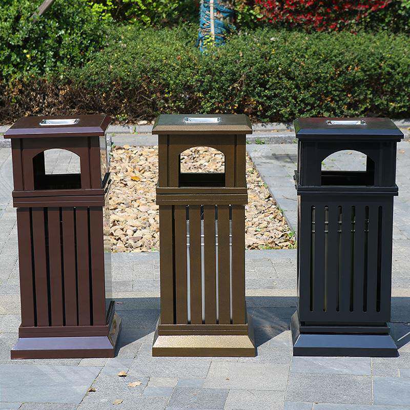 复古花园不锈钢垃圾桶电梯楼道带烟缸垃圾箱户外创意条形果皮箱