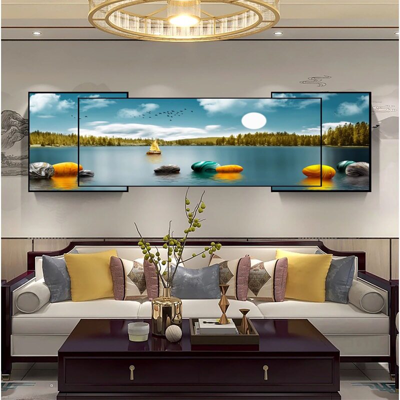 新装饰画客厅沙发背景墙面挂画现代三联画大气叠加晶瓷画,家居饰品,现代装饰画,淘宝优惠券,粉丝福利购,淘宝优惠卷