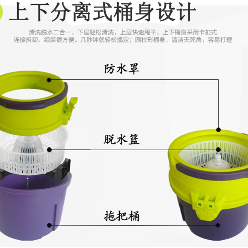 自动旋转拖把2020新款单桶家用甩干免手洗好神拖一拖单筒净拖布桶