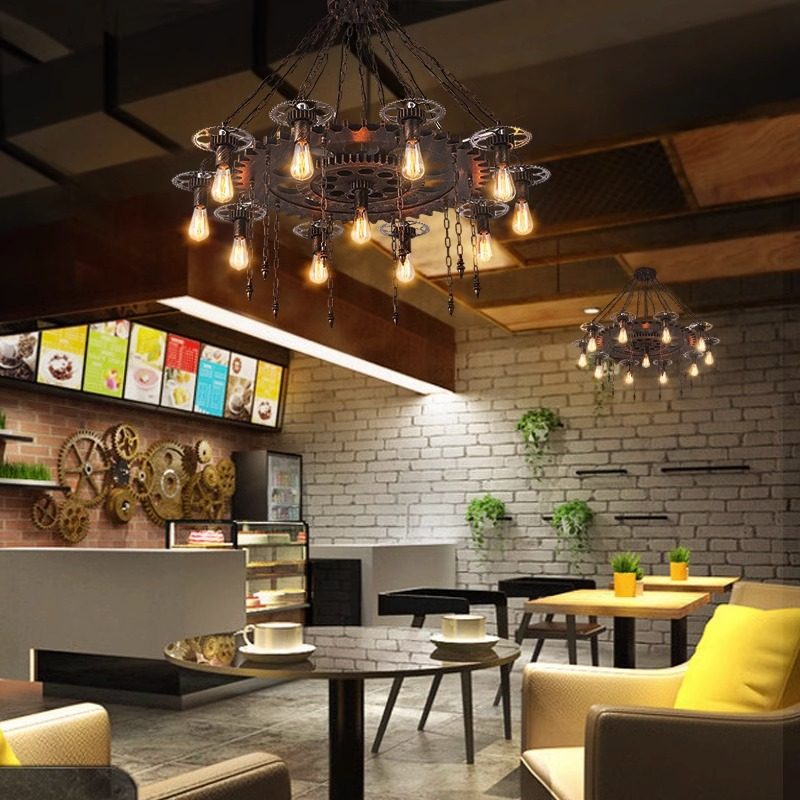 复古工业风吊灯创意个性酒吧台齿轮灯咖啡馆发廊奶茶店铺灯具,家装灯饰光源,餐厅吊灯,淘宝优惠券,粉丝福利购,淘宝优惠卷