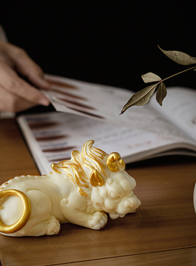 新招财彩金貔貅一对客厅玄关办公室柜台装饰业乔迁礼品