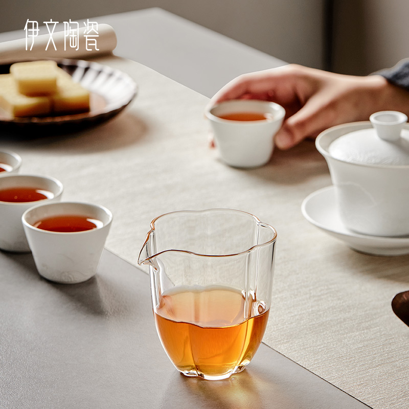 伊文陶瓷 玻璃公道杯 加厚大容量泡茶分茶器耐热功夫茶具匀杯