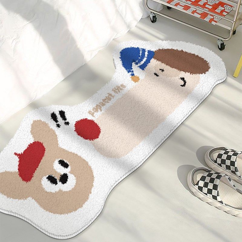 卡通小狗床边地毯卧室女孩新款仿羊绒长条异形级感毛绒爱地垫,居家布艺,床边毯,淘宝优惠券,粉丝福利购,淘宝优惠卷