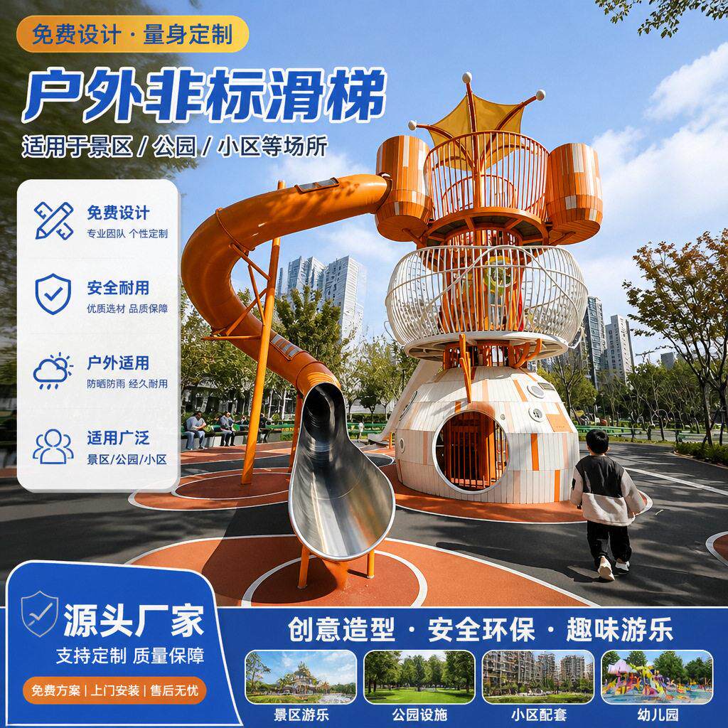 不锈钢滑梯大型造型滑梯厂家直供幼儿园非标无动力小区游乐设施