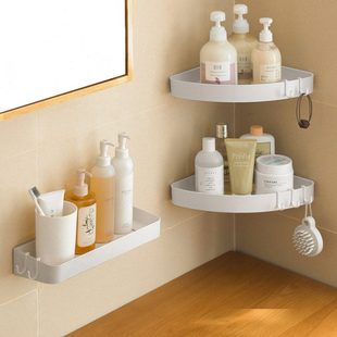 卫生间拐角置物架免打孔厕所洗手间洗漱台浴室三角架扇形架收纳盘