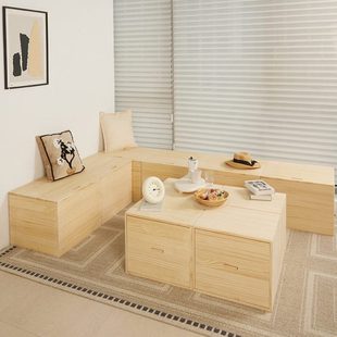 榻榻米实木飘窗储物箱加宽拼接床可坐阳台卧室收纳柜定制矮柜地柜