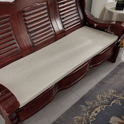 冬优四季通用老旧款亚麻实红木头沙发坐垫海绵垫可拆洗防滑座垫子