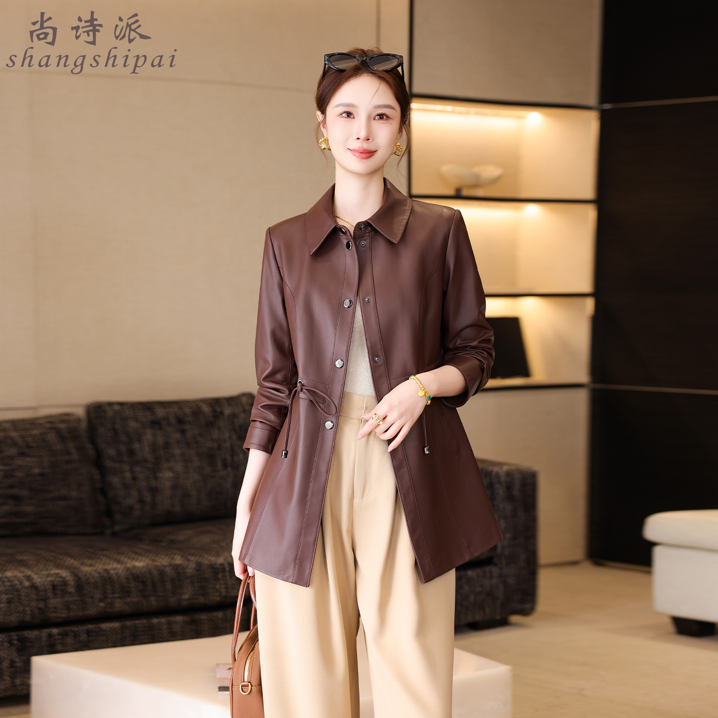 真皮皮衣女中长款上衣2025春秋