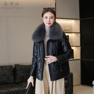 真皮羽绒服女2025冬新款时尚妈妈