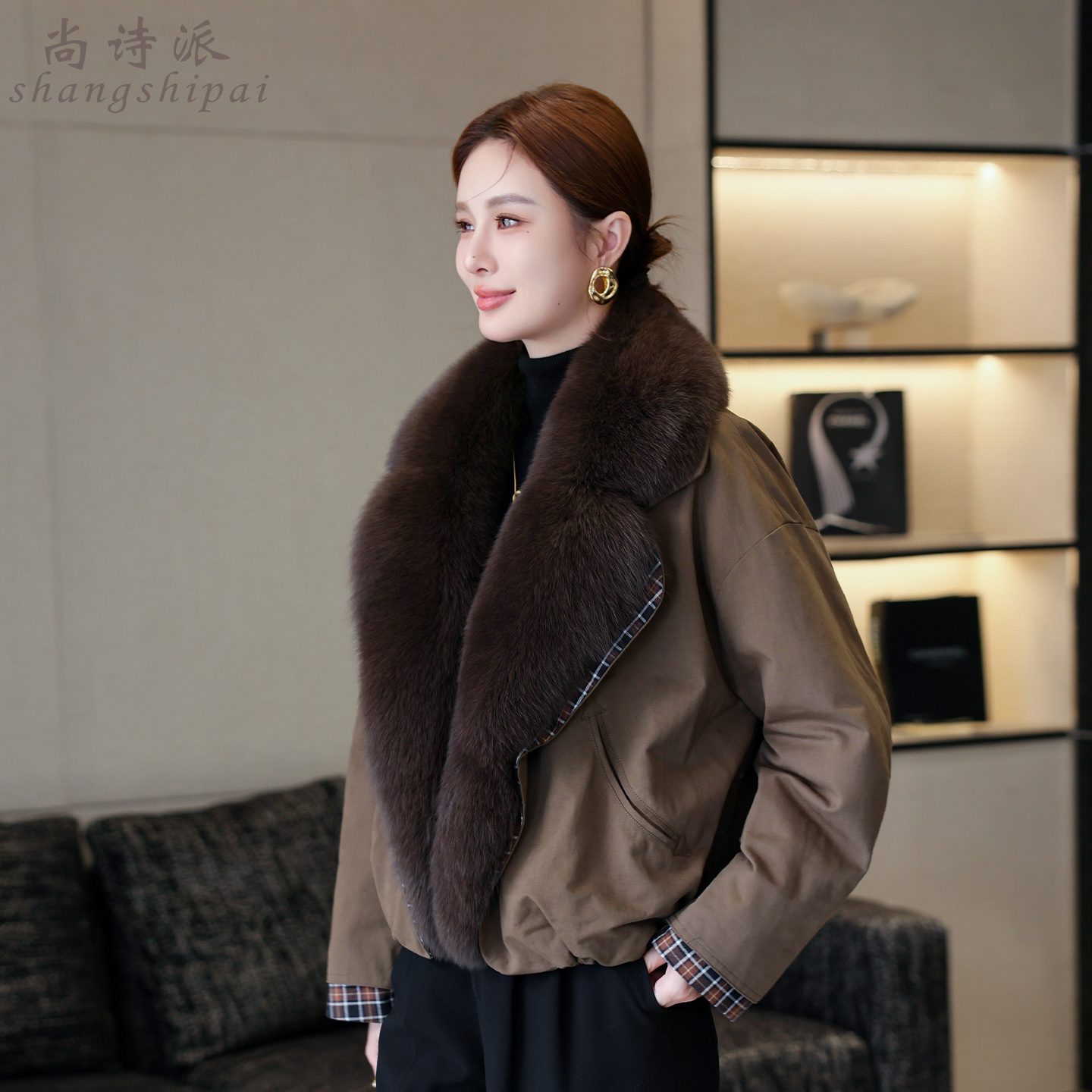 2025冬季新款狐狸毛领可拆卸