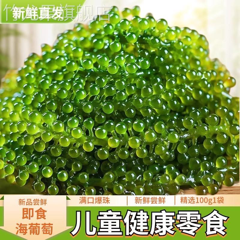 盐渍海葡萄新鲜即食儿童海带海藻草凉拌菜绿色鱼子酱火锅寿司食材