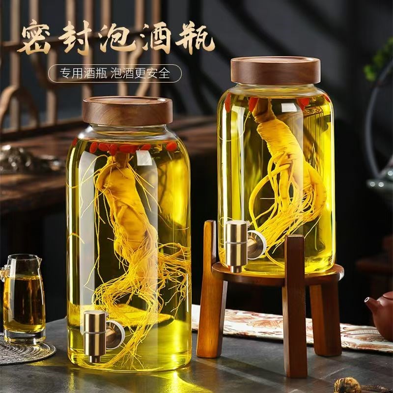 泡酒玻璃瓶专用酒瓶带龙头高x档密封10斤人参泡酒罐酒坛酒桶容器