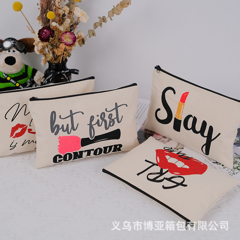帆布袋定制手拿拉链包收纳袋女士化妆包零钱包礼品袋袋子帆布包包