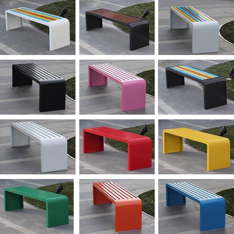 不锈钢公园椅户外长椅休闲防腐塑木长条排椅庭院广场露天休息长凳