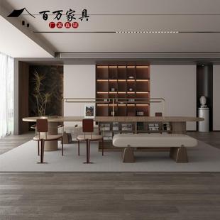 图书馆阅读桌带灯酒店大堂架空层会议长桌休闲 接待区读书会阅览