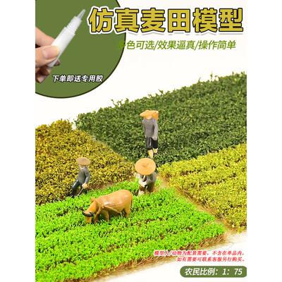 情景麦田模型沙盘模型制作稻田微缩景观配多规格景灌木植物材料