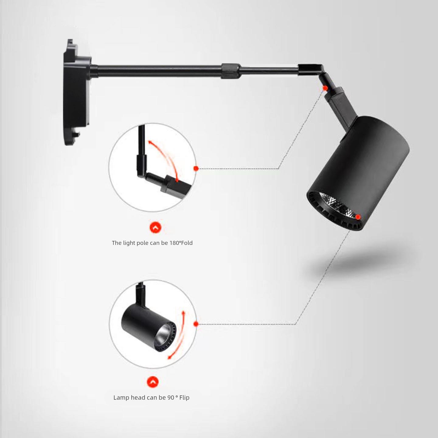 led轨道射灯加长杆侧壁装喷绘背景墙字画展会展览长臂墙装导轨灯