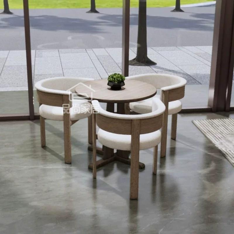 新中式售楼部洽谈桌椅组合酒店大堂餐厅餐椅接待椅茶楼图书馆桌椅