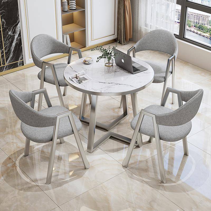 北欧简约接待桌椅组合谈判洽谈桌商务用店面会客办公室休闲小圆桌