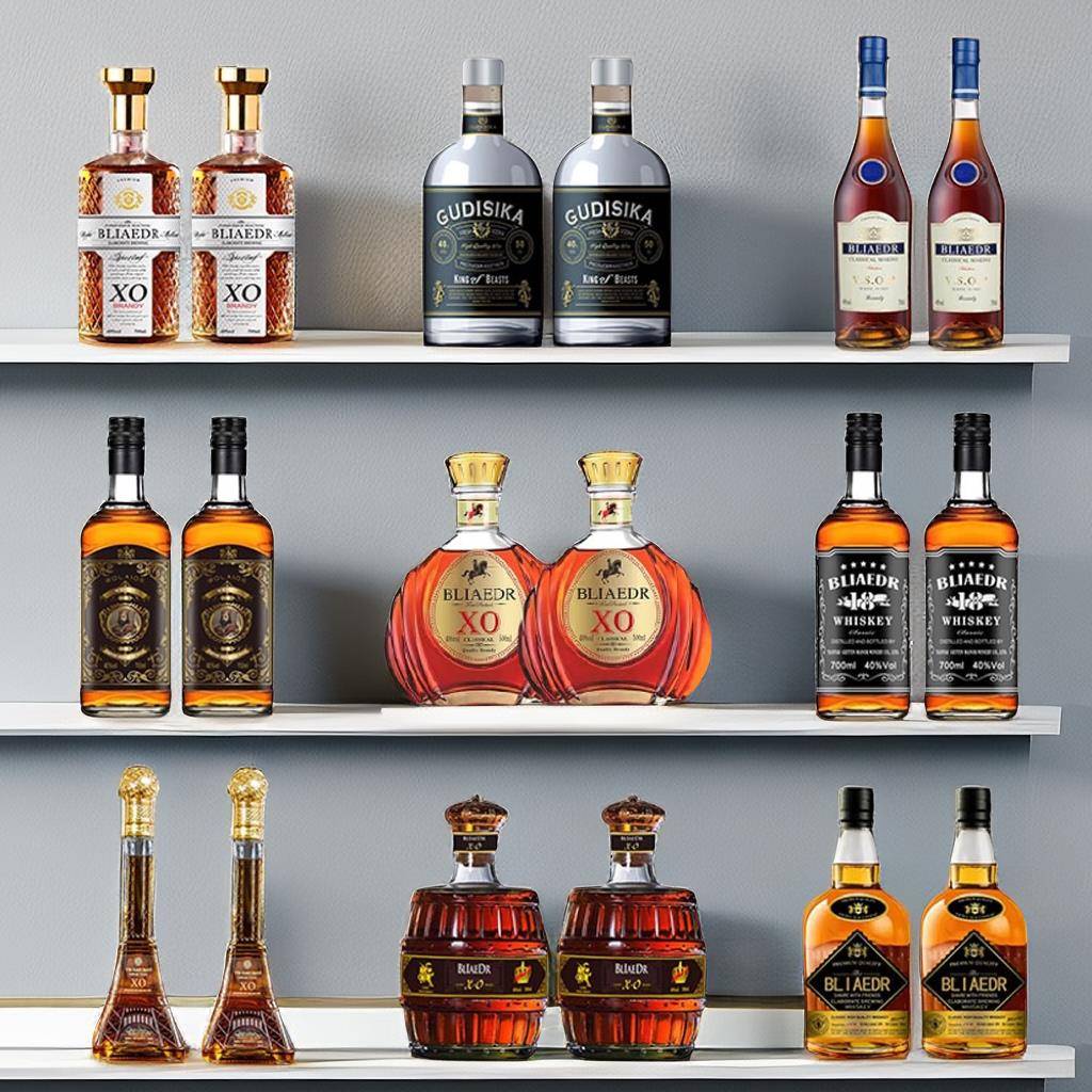 高级感样板房间酒柜装饰品摆件白兰地XO洋酒仿真酒会所酒店干红酒