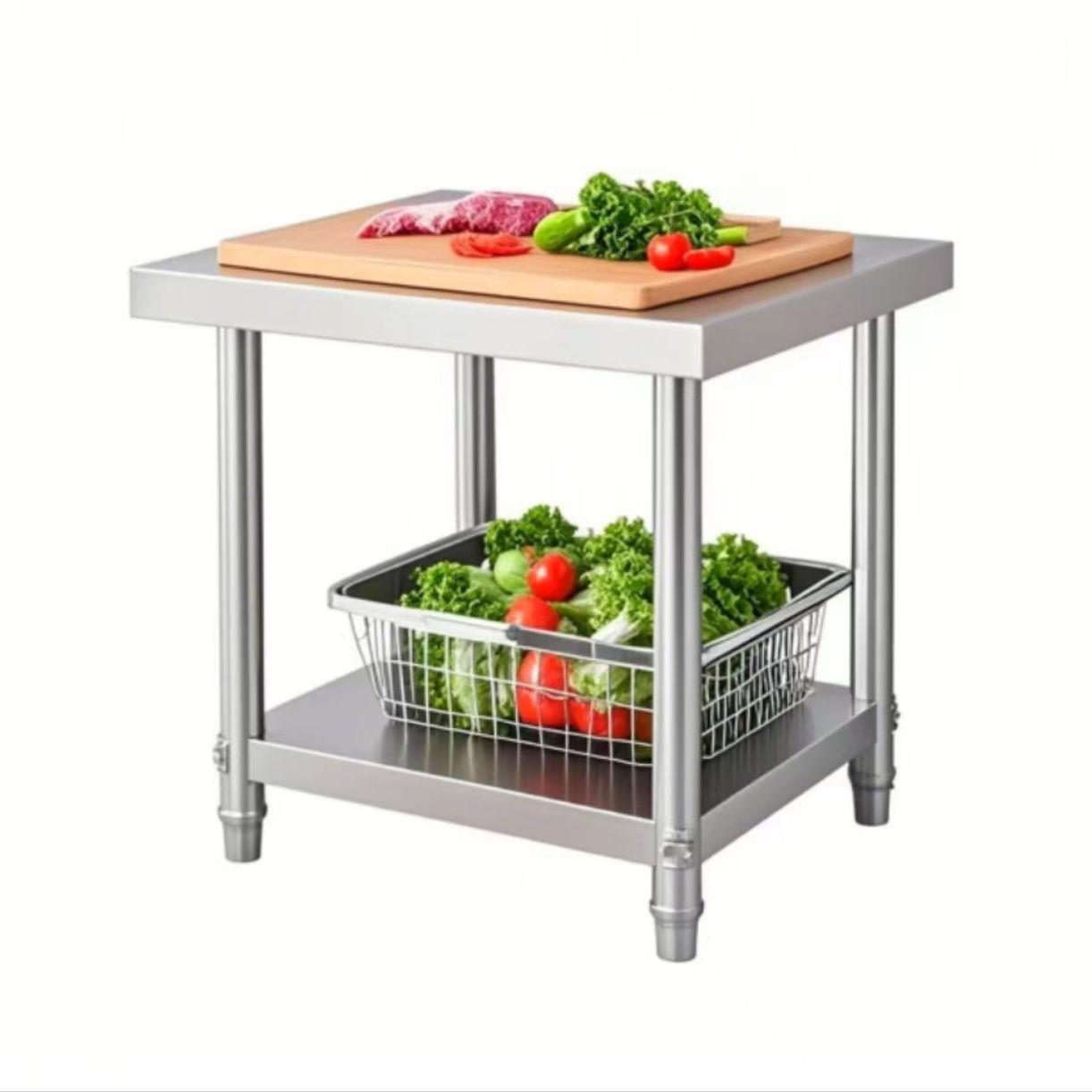 不锈钢工作台加厚瓦斯炉架小方桌饭店切菜桌打荷台洗碗机垫高架