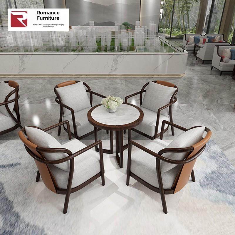 新中式售楼处洽谈桌椅酒店营销中心接待部沙发卡座茶楼大堂休闲椅