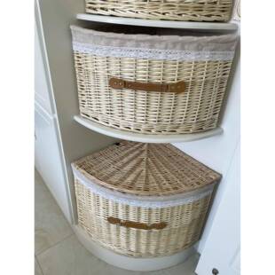 藤编收纳篮定做柳编柜子抽屉格子收纳筐扇形墙角框三角形抽屉定制