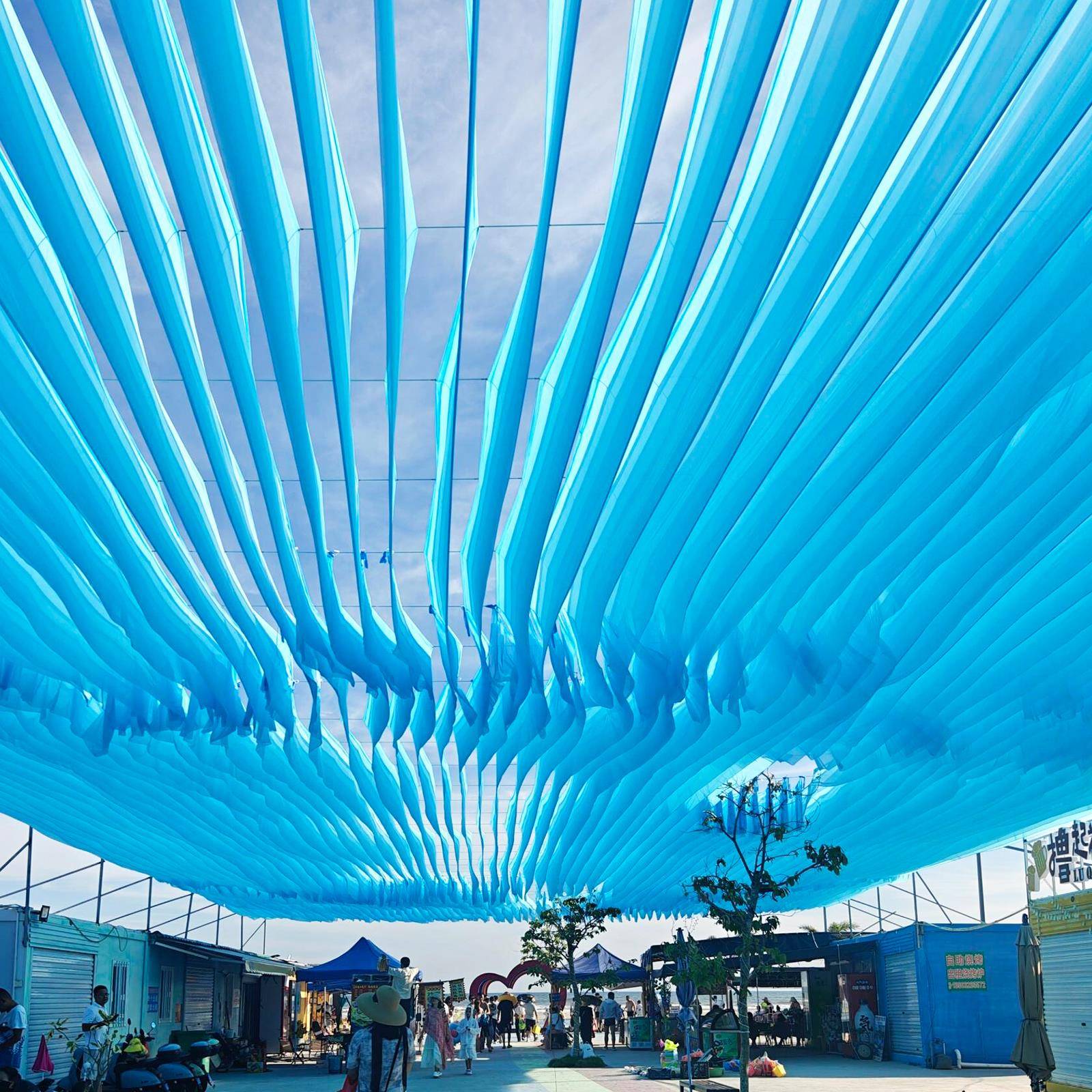 网红纱幔风动悬吊式天花板纱幔户外风景区装饰粉色布幔酒店民宿露