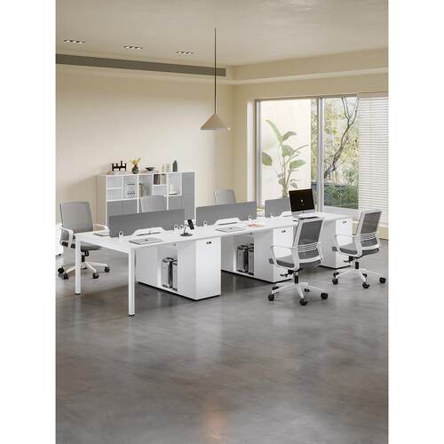 休闲现代员工工作站办公桌椅组合2/4/6四面和双面屏风甲板家具