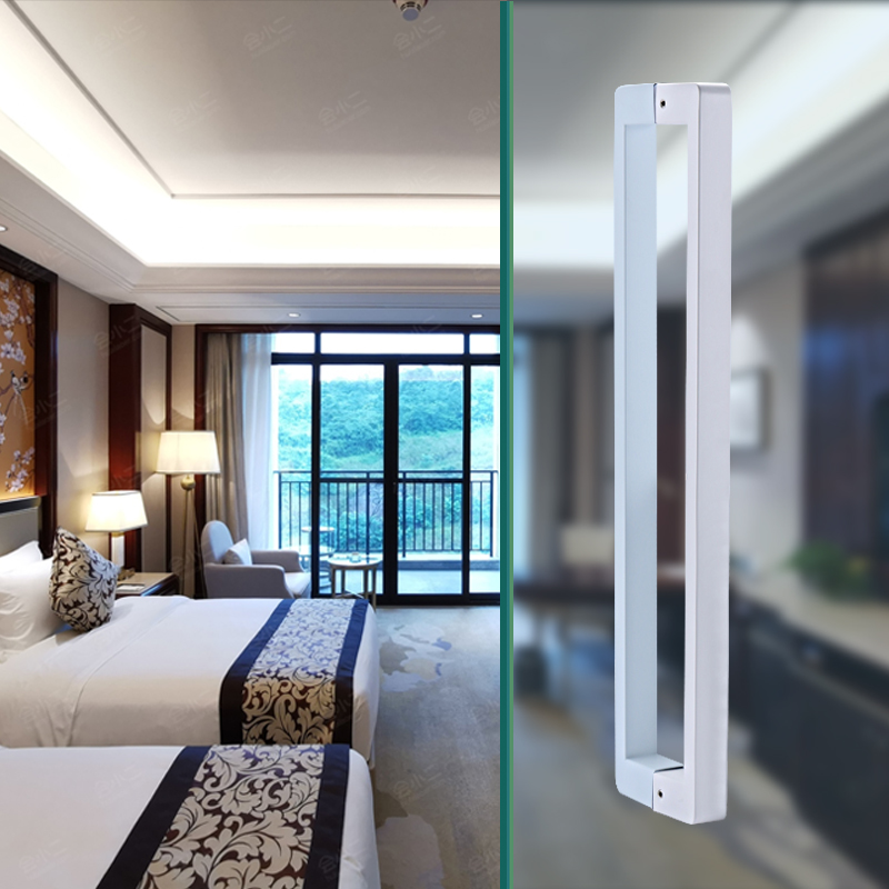 淋浴房拉手浴室玻璃门把手304不锈钢纯白色乳白色L型移门特厚拉手