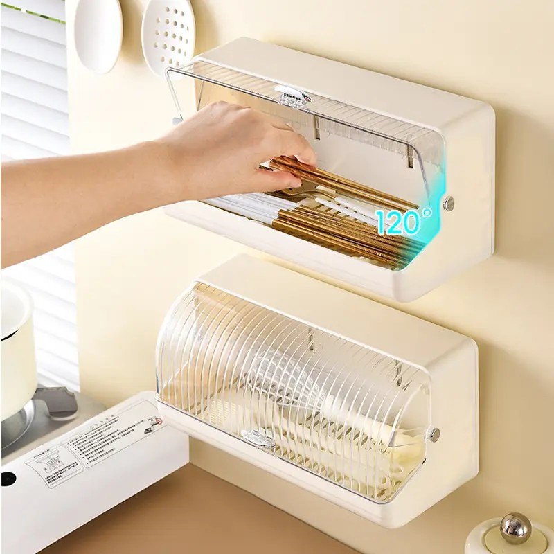 筷子收纳盒家用高端新型壁挂式勺子筷子H桶收纳架排水管防尘筷子