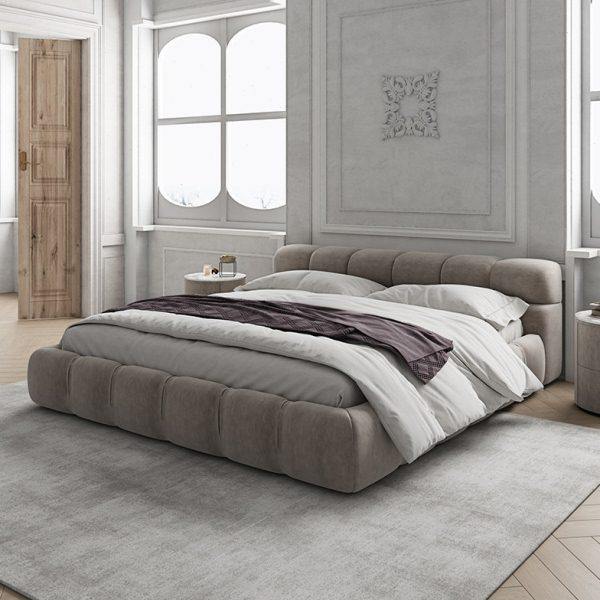 言述家居泡芙床科技布艺床简约现代磨砂布床榉木实木软包双人床,住宅家具,布艺床,淘宝优惠券,粉丝福利购,淘宝优惠卷