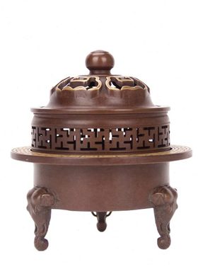 香炉纯铜吉象三足家用室内禅意盘香炉茶道塔香檀香炉摆件