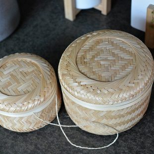 民族特色工艺竹编筐篓普洱白茶七子饼黑六堡茶散沱茶包装收纳盒罐