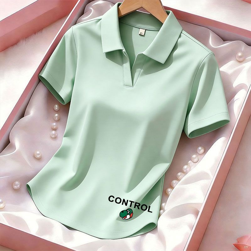 夏季纯棉翻领POLO短袖T恤女大码