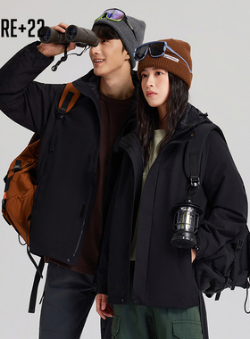 heure 22户外冲锋衣男女同款三合一鹅绒内胆百搭羽绒登山外套0193