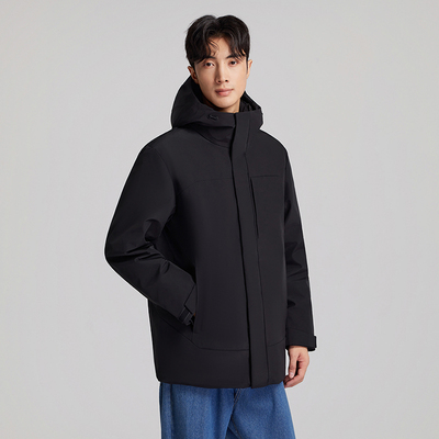 商务连帽羽绒服男鹅绒服户外