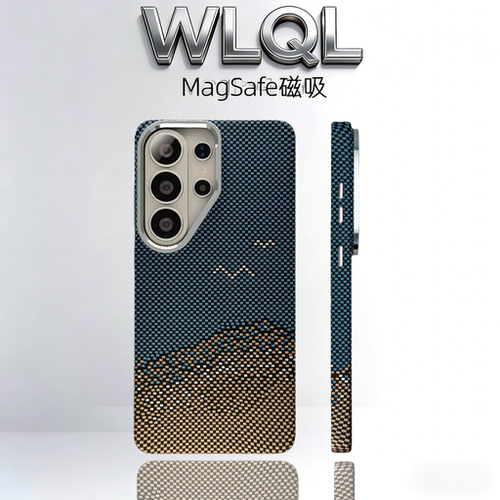 【WLQL原创家】凯夫拉纹适用于三星GalaxyS26Ultra手机壳S25U金属镜框轻奢PC保护套s24ultra磁吸全包S23u硬壳
